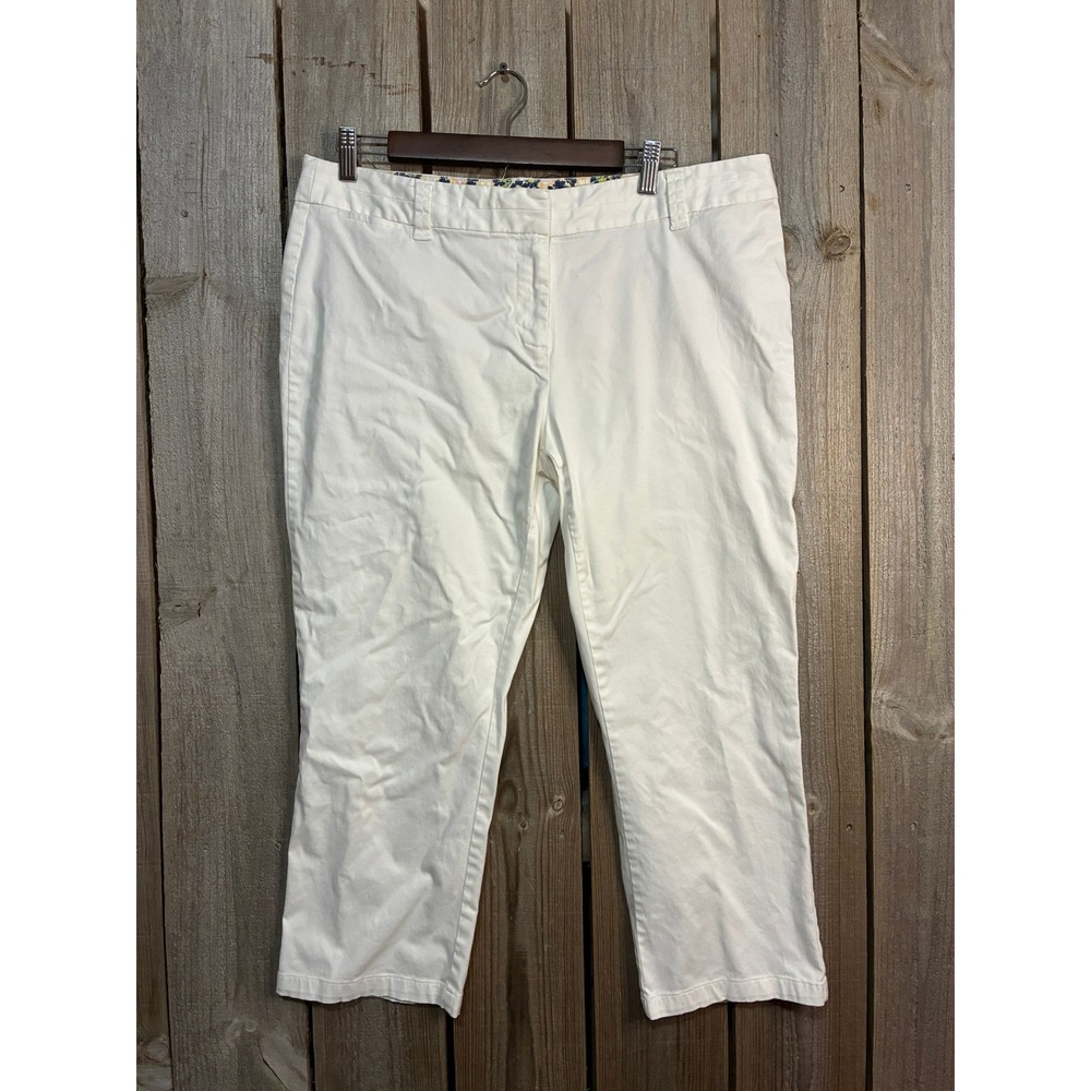 Boden Richmond White Crop Pants Womens US 12R Stretch Cotton‎ WM299
